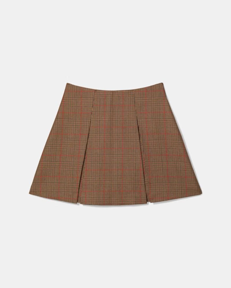Plaid Box Pleat Mini Skirt