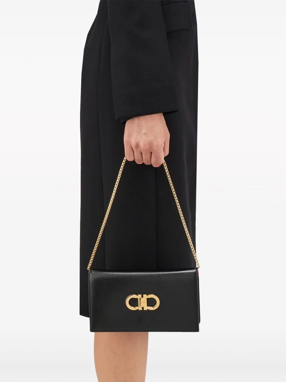 Double Gancini leather mini bag