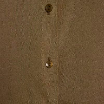 Khaki Satin Long Sleeve Slim Fit Shirt