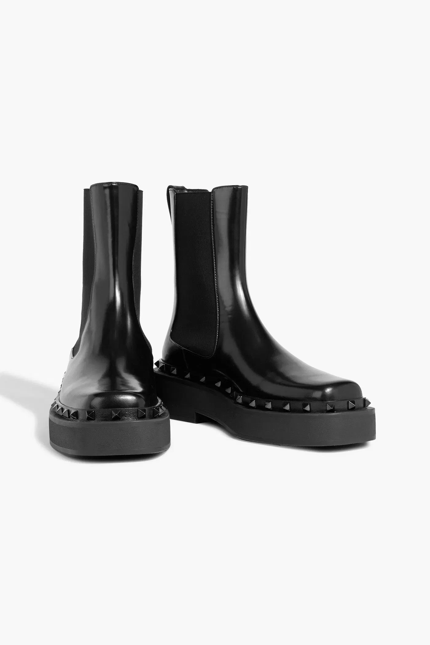 Valentino Garavani Rockstud M-Way Leather Chelsea Boots Black Women's