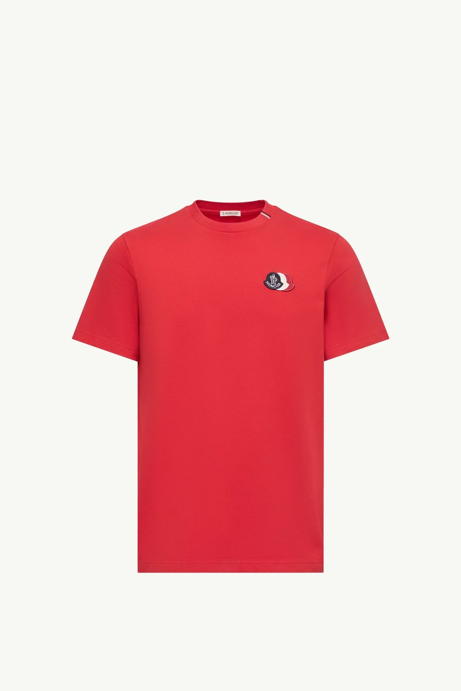 Moncler Embroidered Tricolor Logo Cotton T-Shirt Red Red
