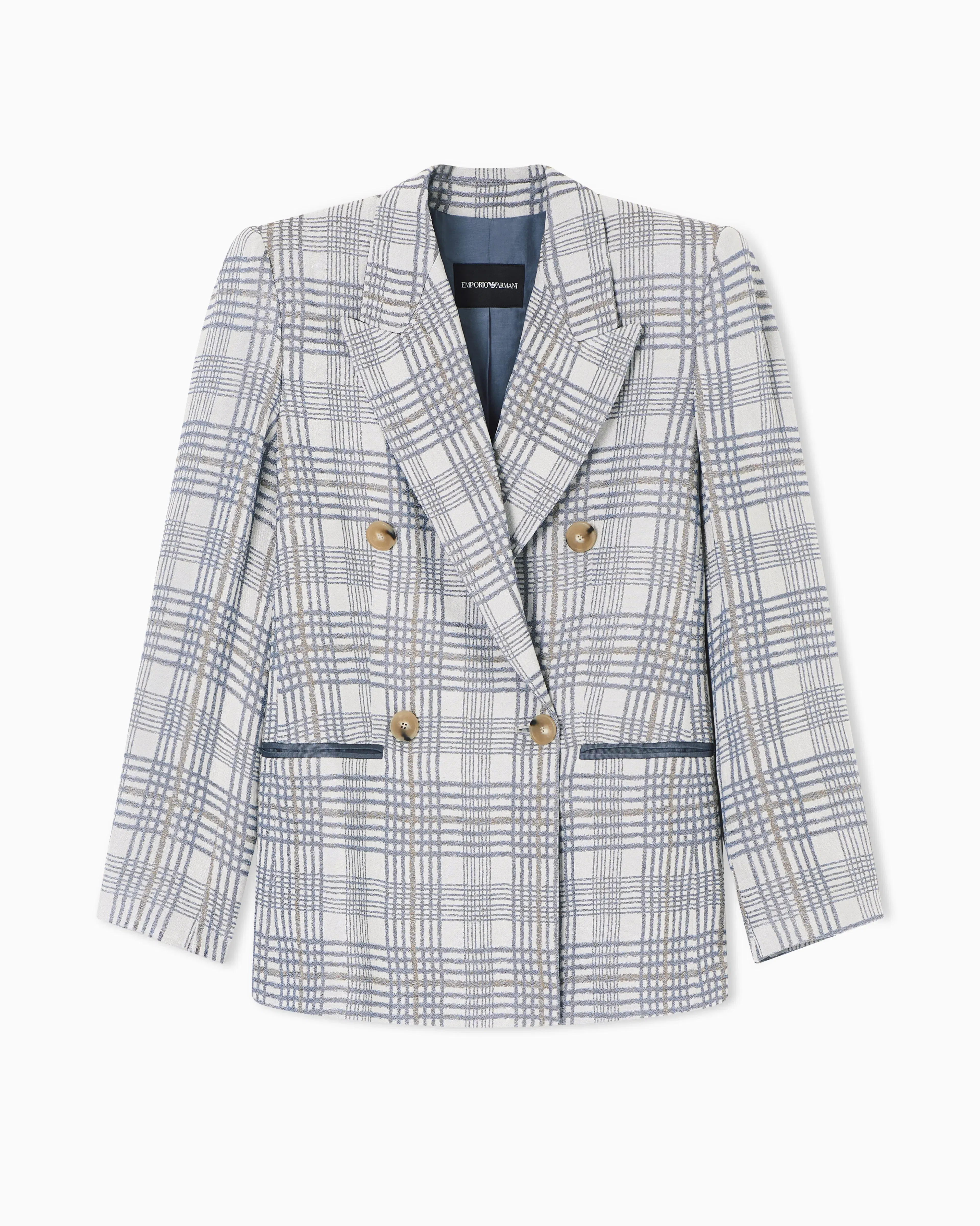 Emporio Armani Double-breasted blazer in a check-motif jacquard fabric