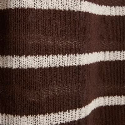 Brown Striped Textured Wide Leg Trousers