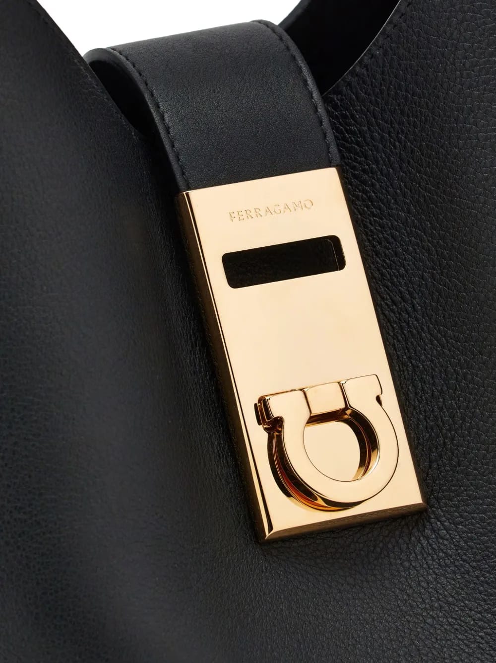 medium Gancini-buckle leather hobo bag