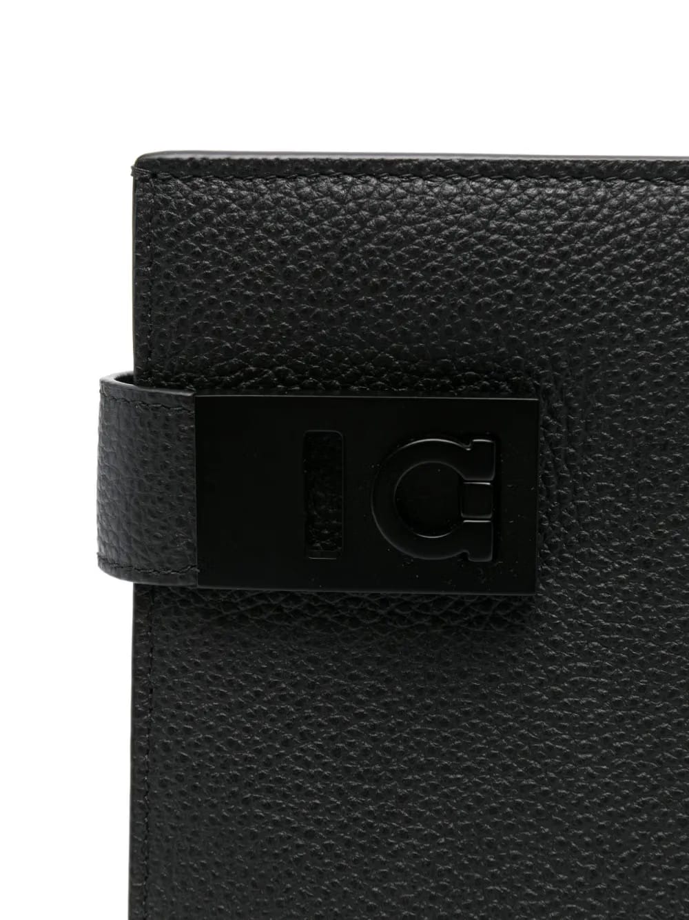 Gancini-buckle leather clutch bag