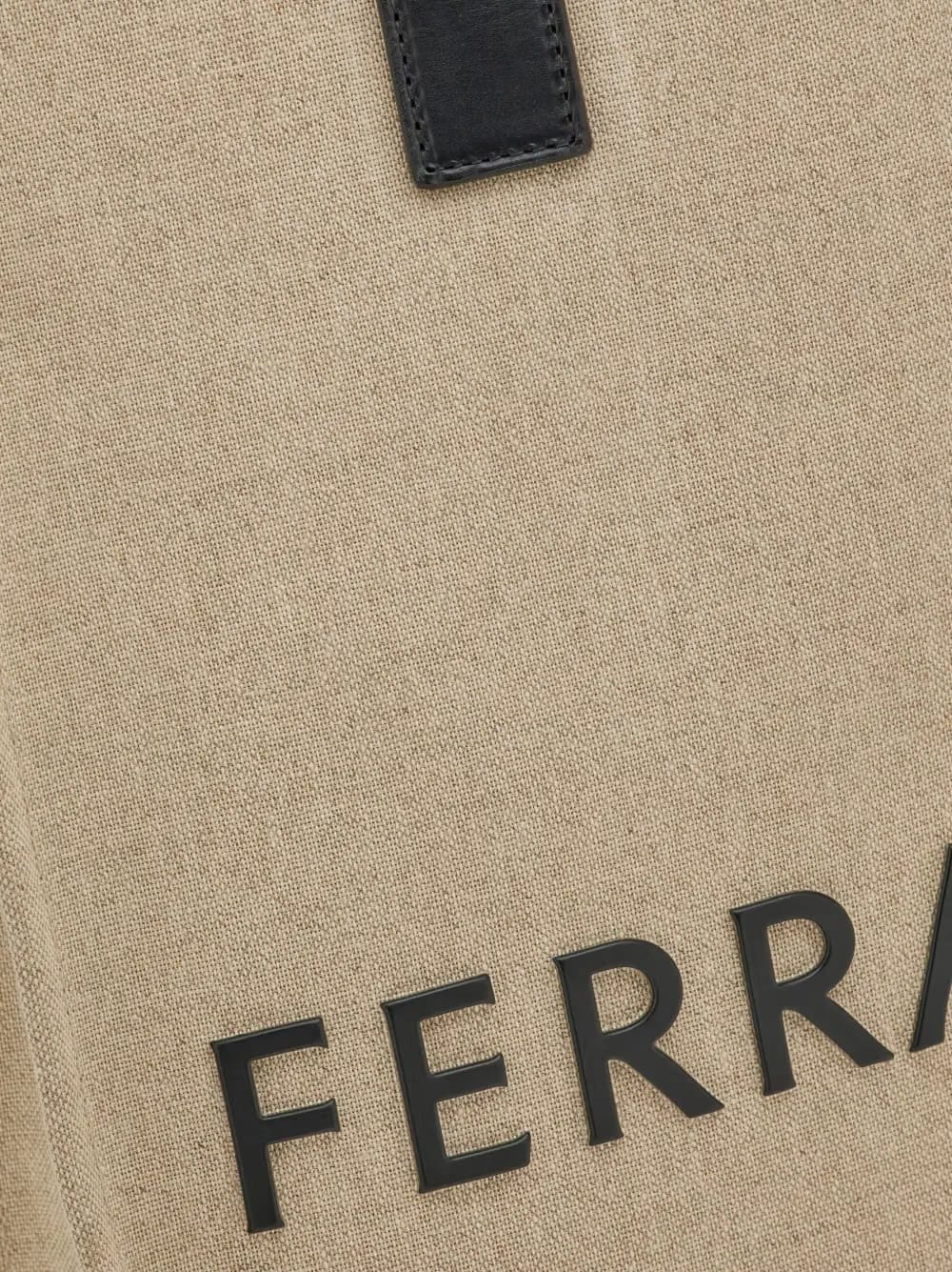 embossed-logo leather tote bag