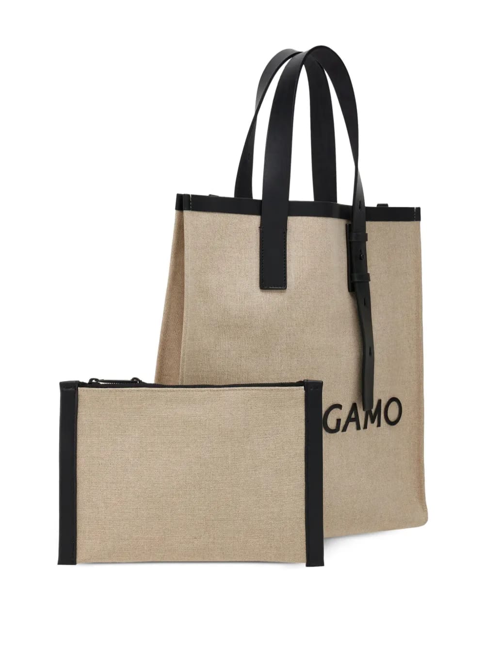 embossed-logo leather tote bag