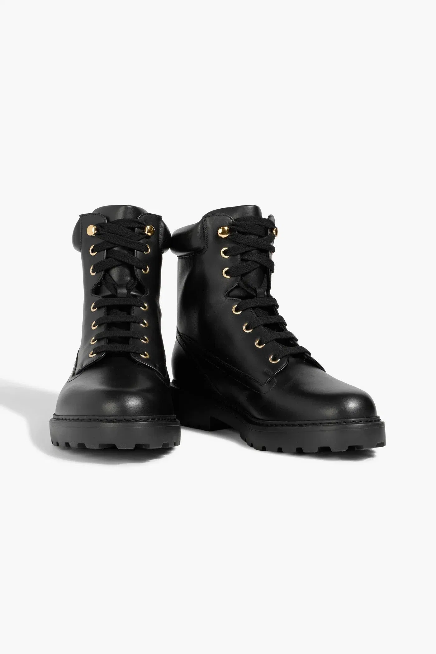 Bally Galya Leather Combat Boots Black Women's