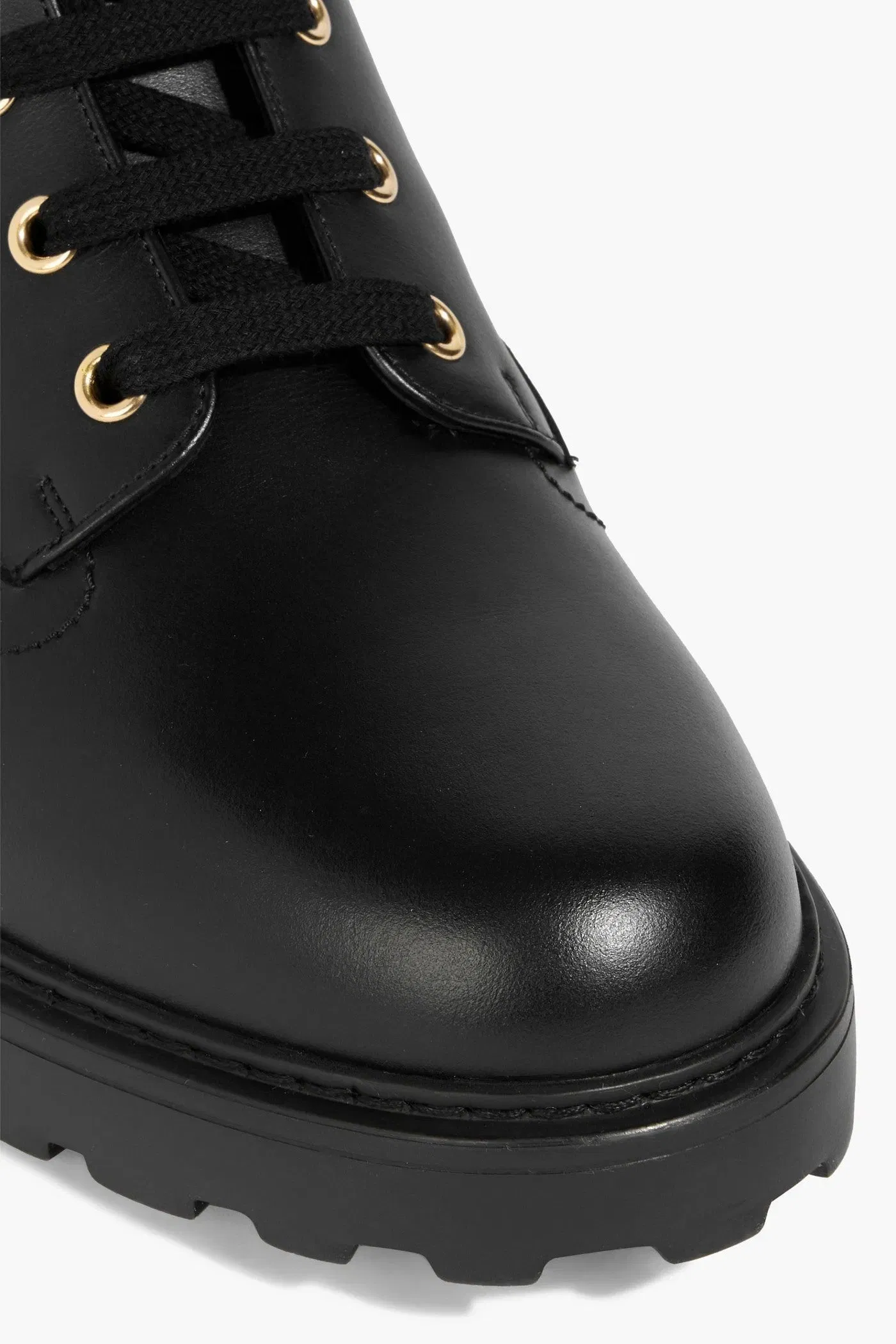 Bally Galya Leather Combat Boots Black Women's