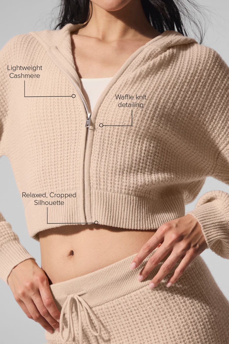 Cashmere Plush Waffle Full Zip Hoodie