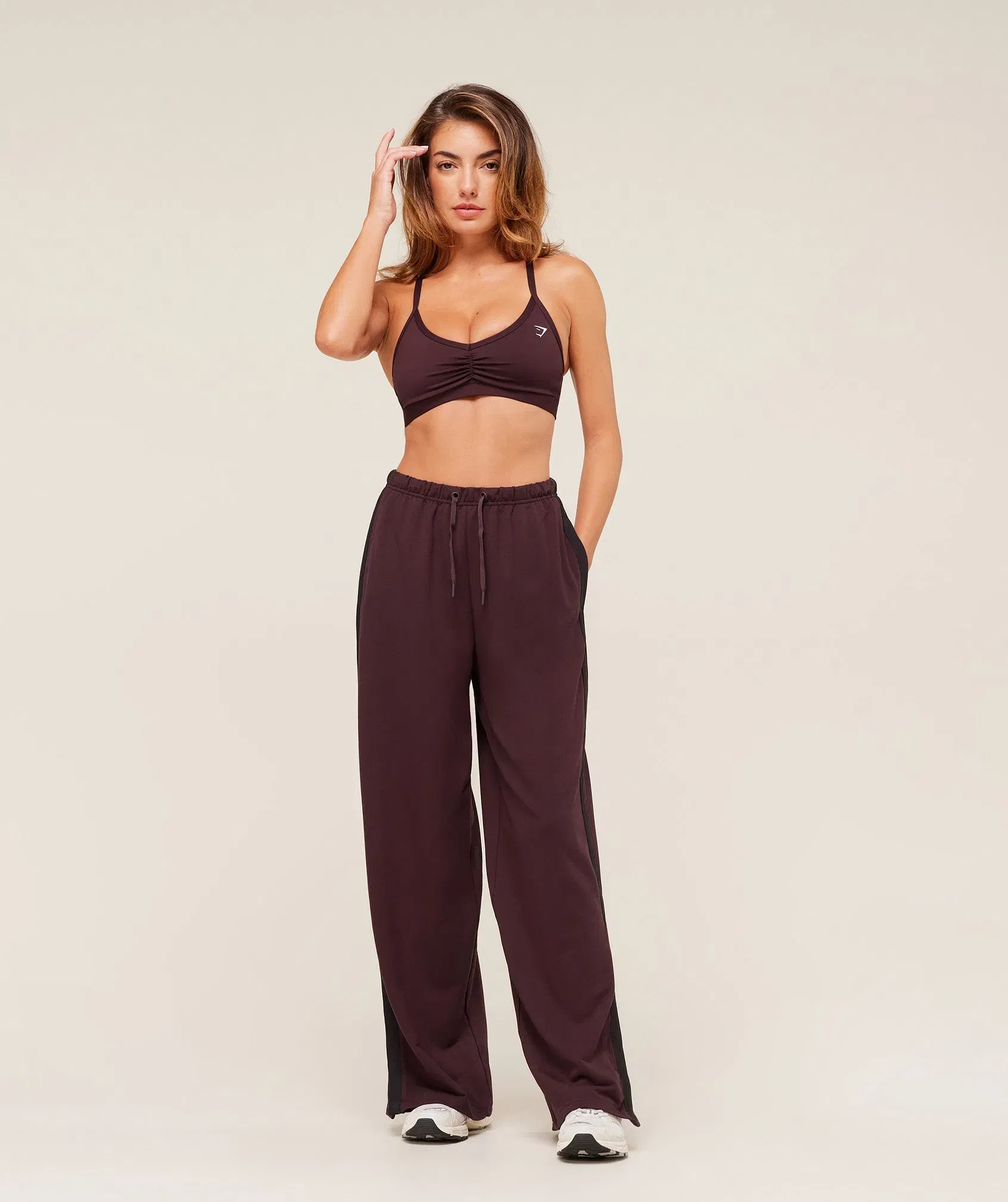 Women's Gymshark Retro Stripe Snap Pants Cherry Purple