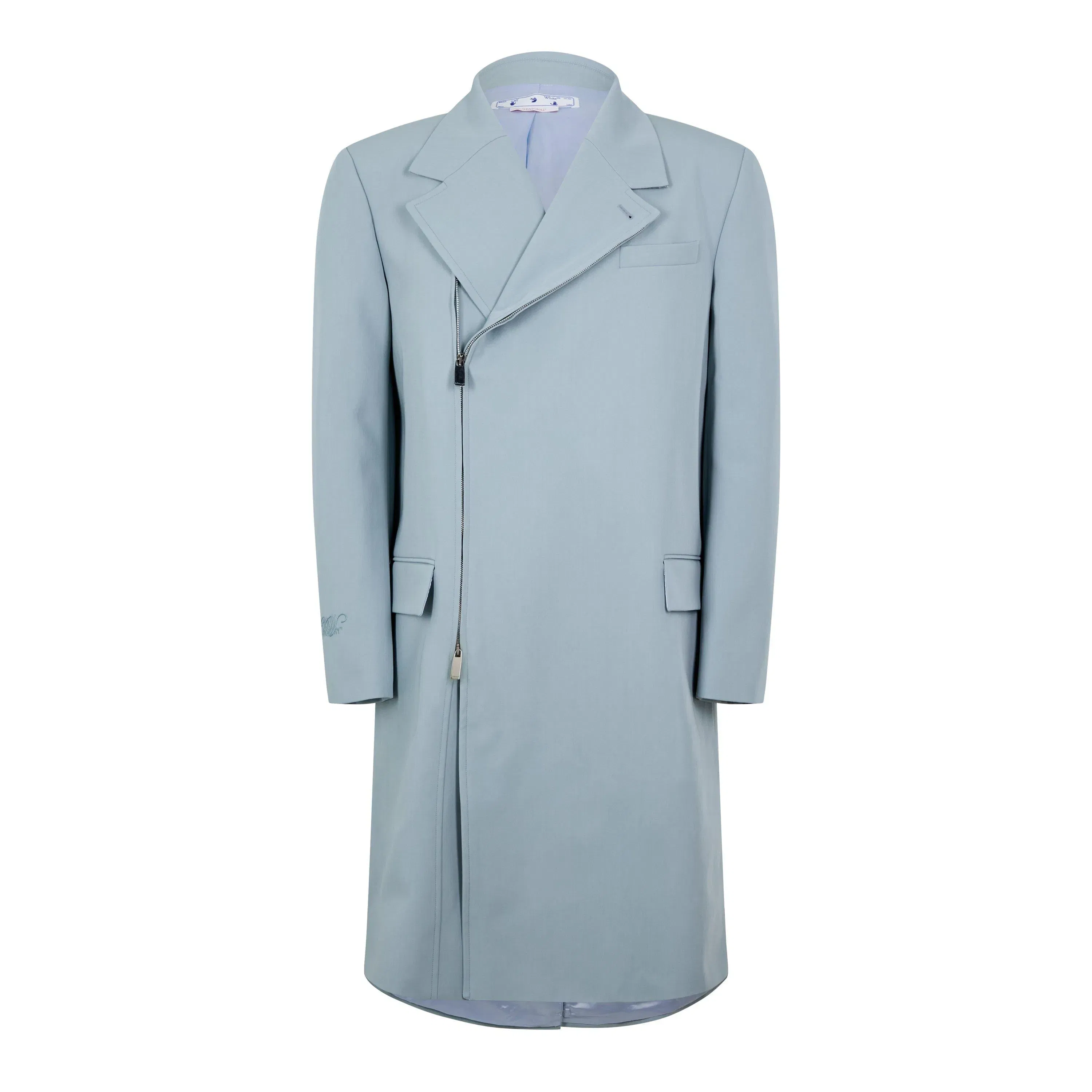 Off-White Embroidered Double Skate Zip Long Sleeve Overcoat