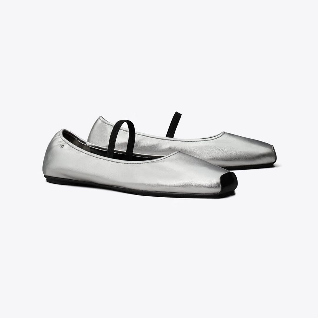 Tory Burch Runway Ballet SILVER / PERFECT BLACK