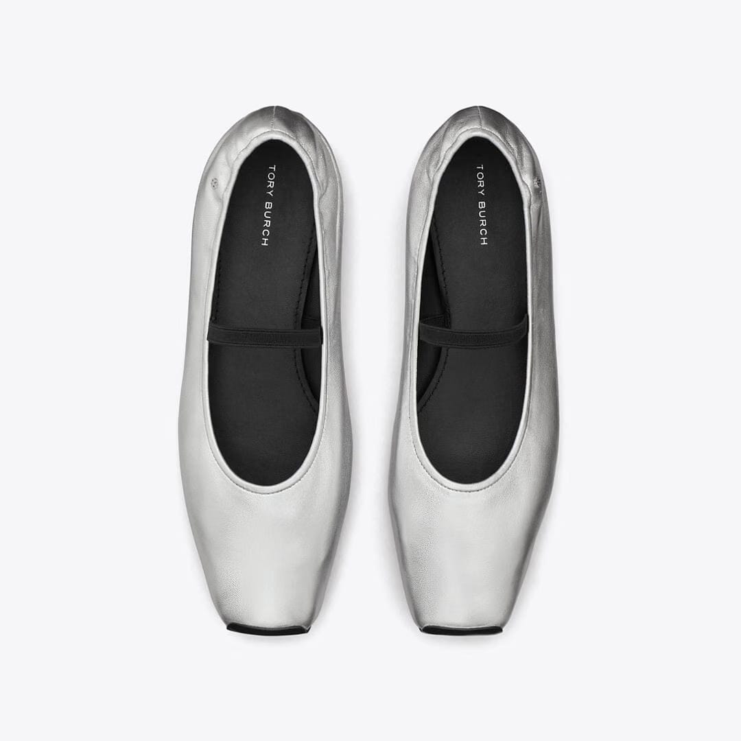 Tory Burch Runway Ballet SILVER / PERFECT BLACK