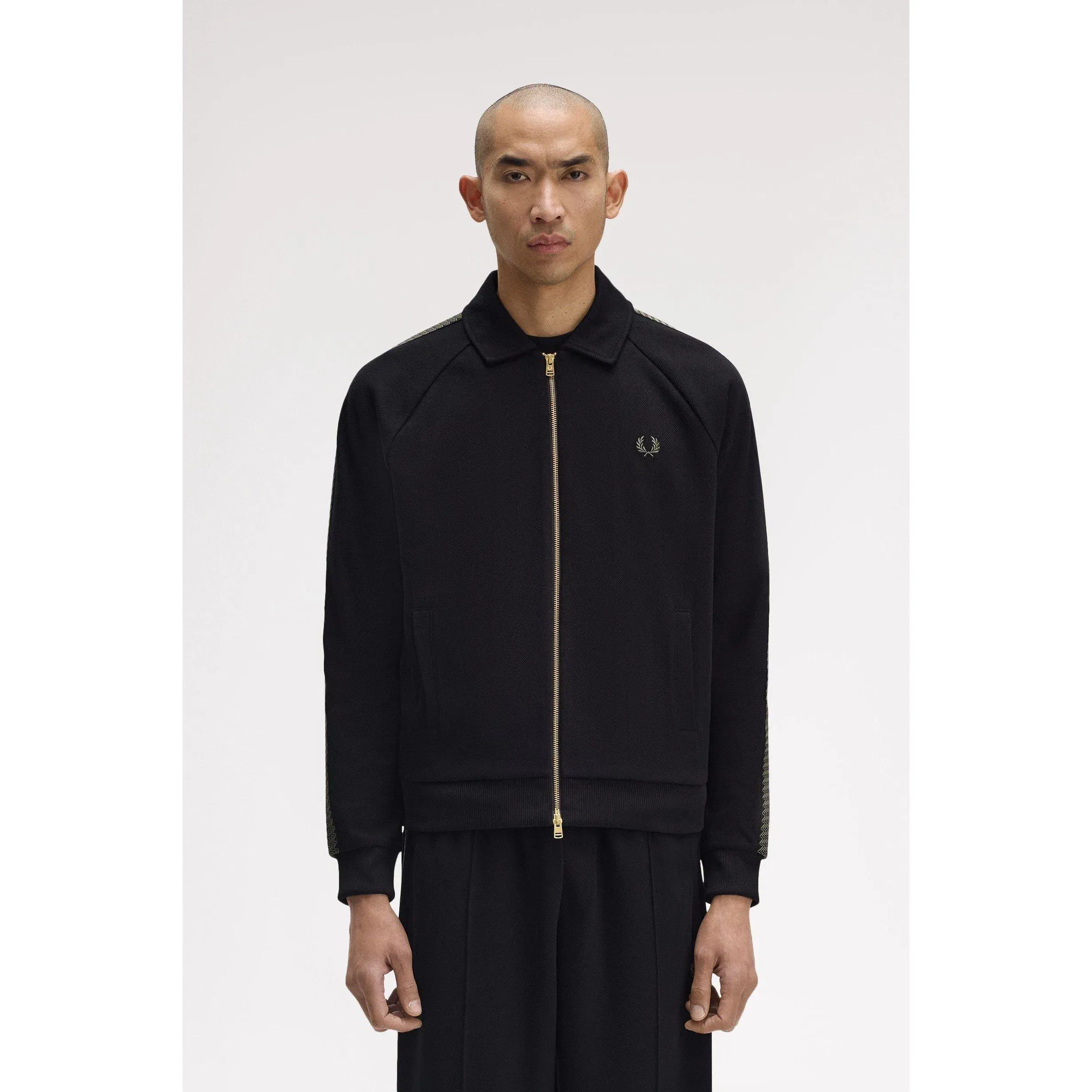 Side Tape Zip-Through Ribbed Tracksuit Top