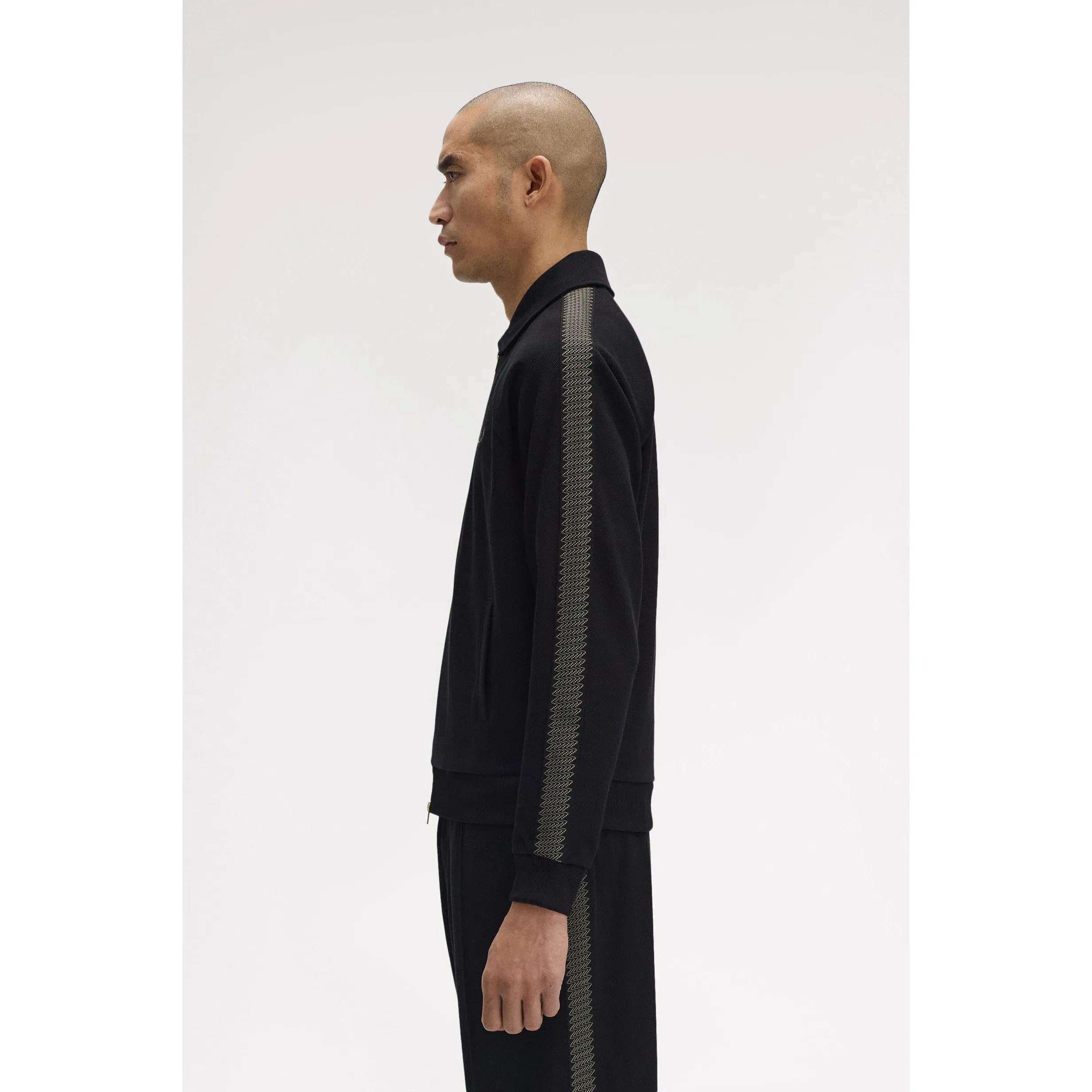 Side Tape Zip-Through Ribbed Tracksuit Top