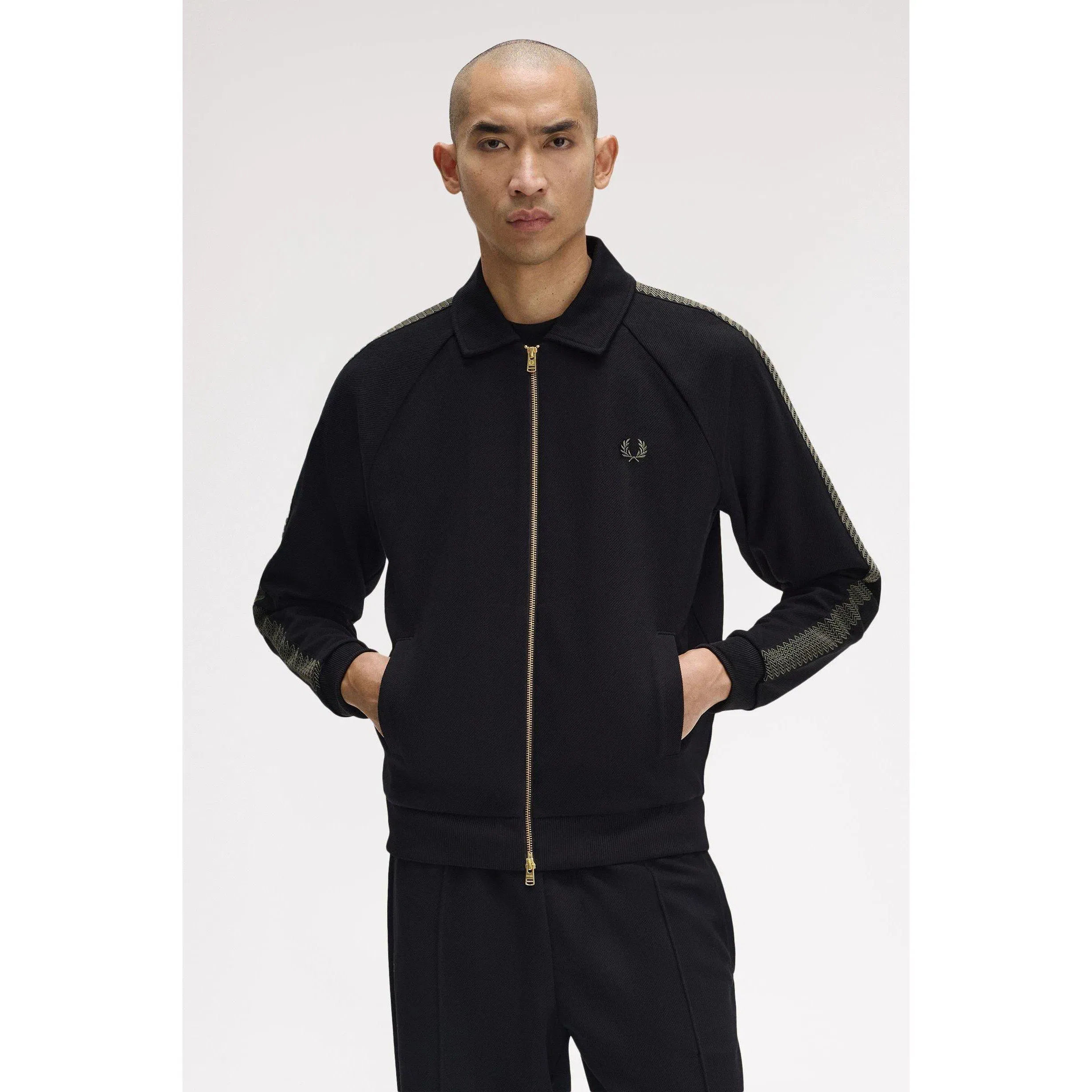 Side Tape Zip-Through Ribbed Tracksuit Top