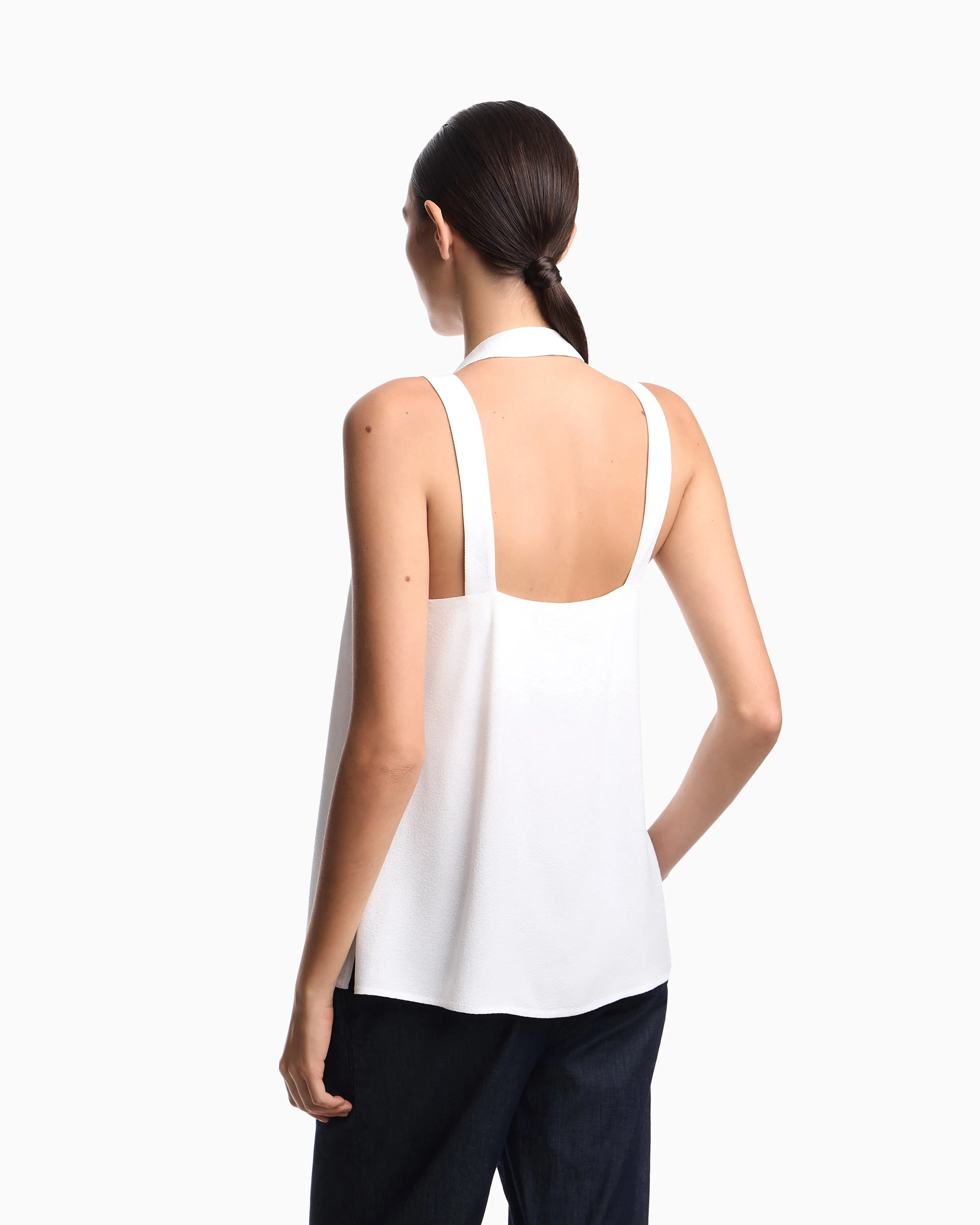 Emporio Armani flowing micro leopard spot jacquard top