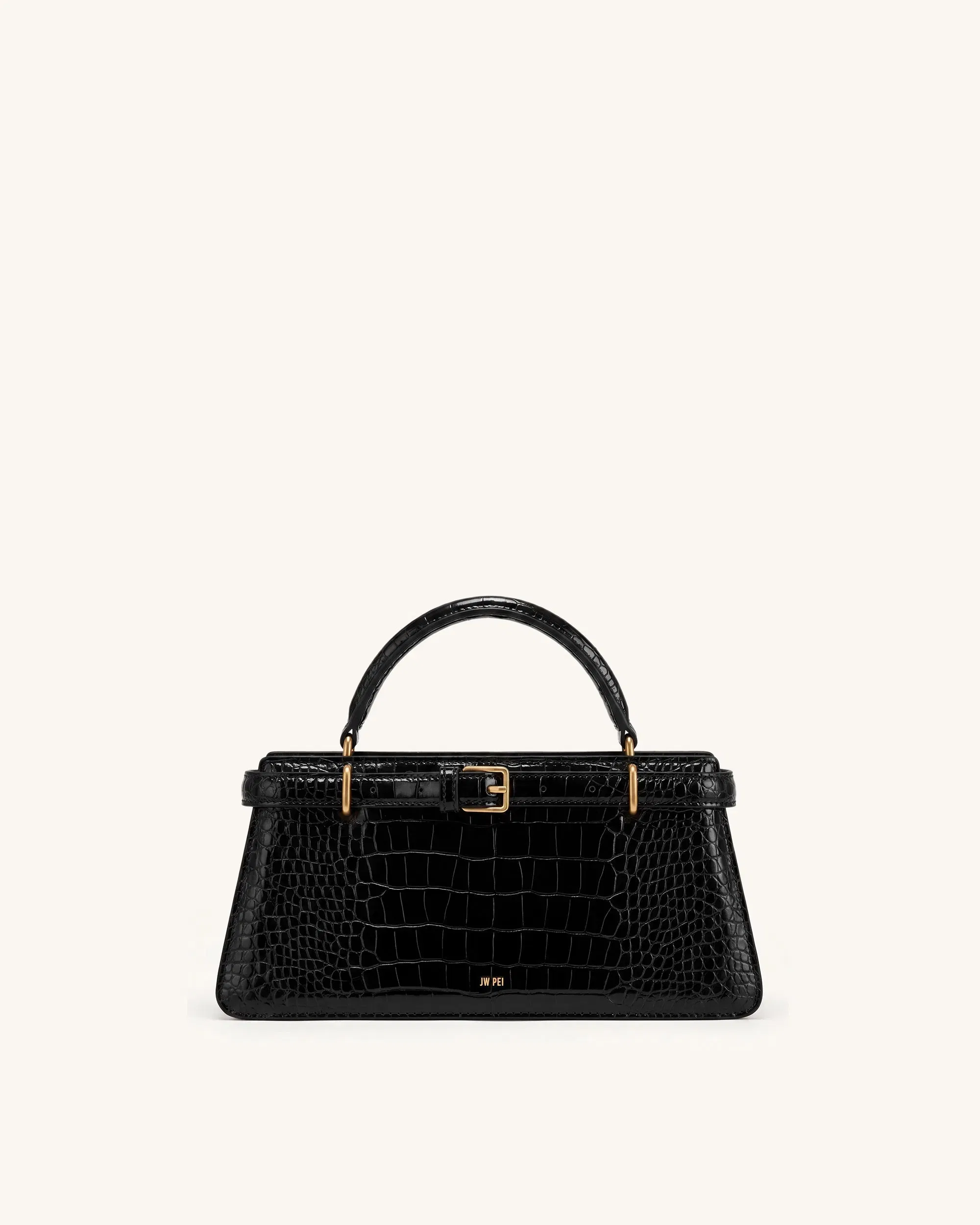 Elena Classic Top Handle Bag - Black Croc