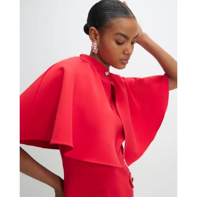 Red Cape Detail Mini Dress