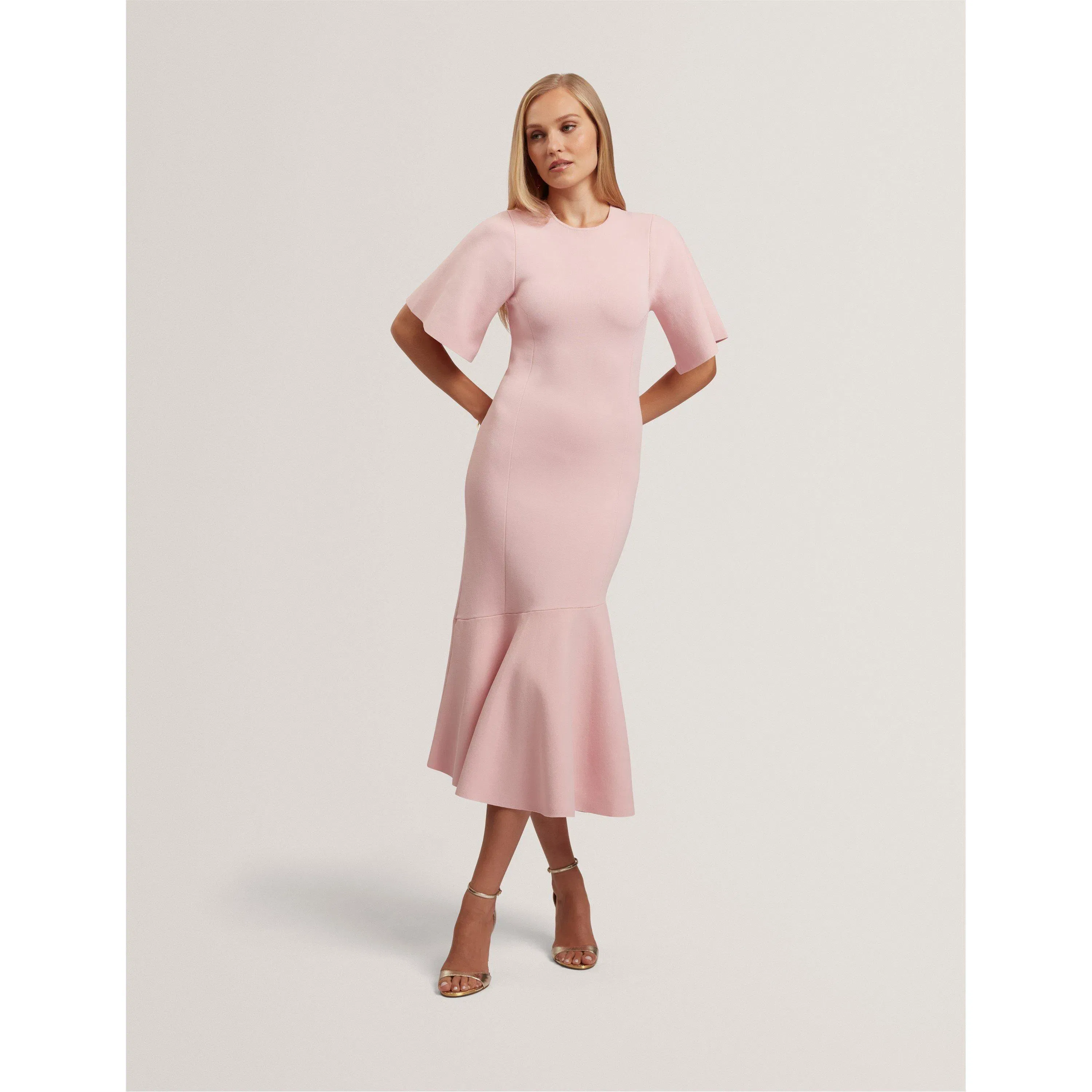 Short Sleeve Midi Knitted Jumper Dress