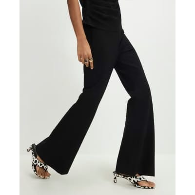 Black Ponte Tailored Flared Trousers
