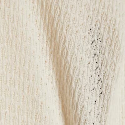 Cream Long Sleeve Whipstitch Trim Top