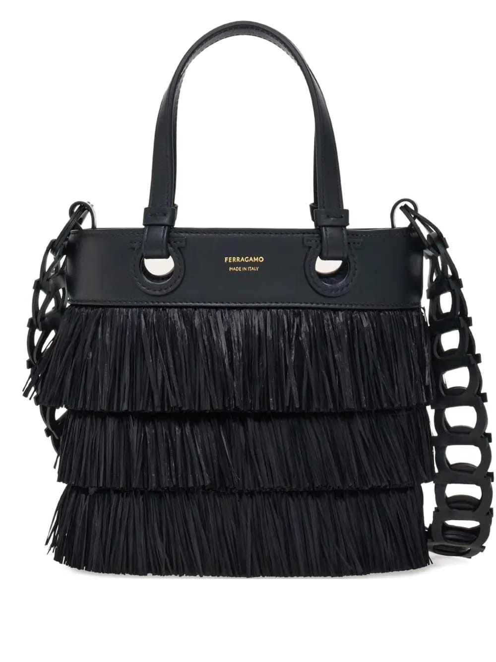 layered-fringe tote bag