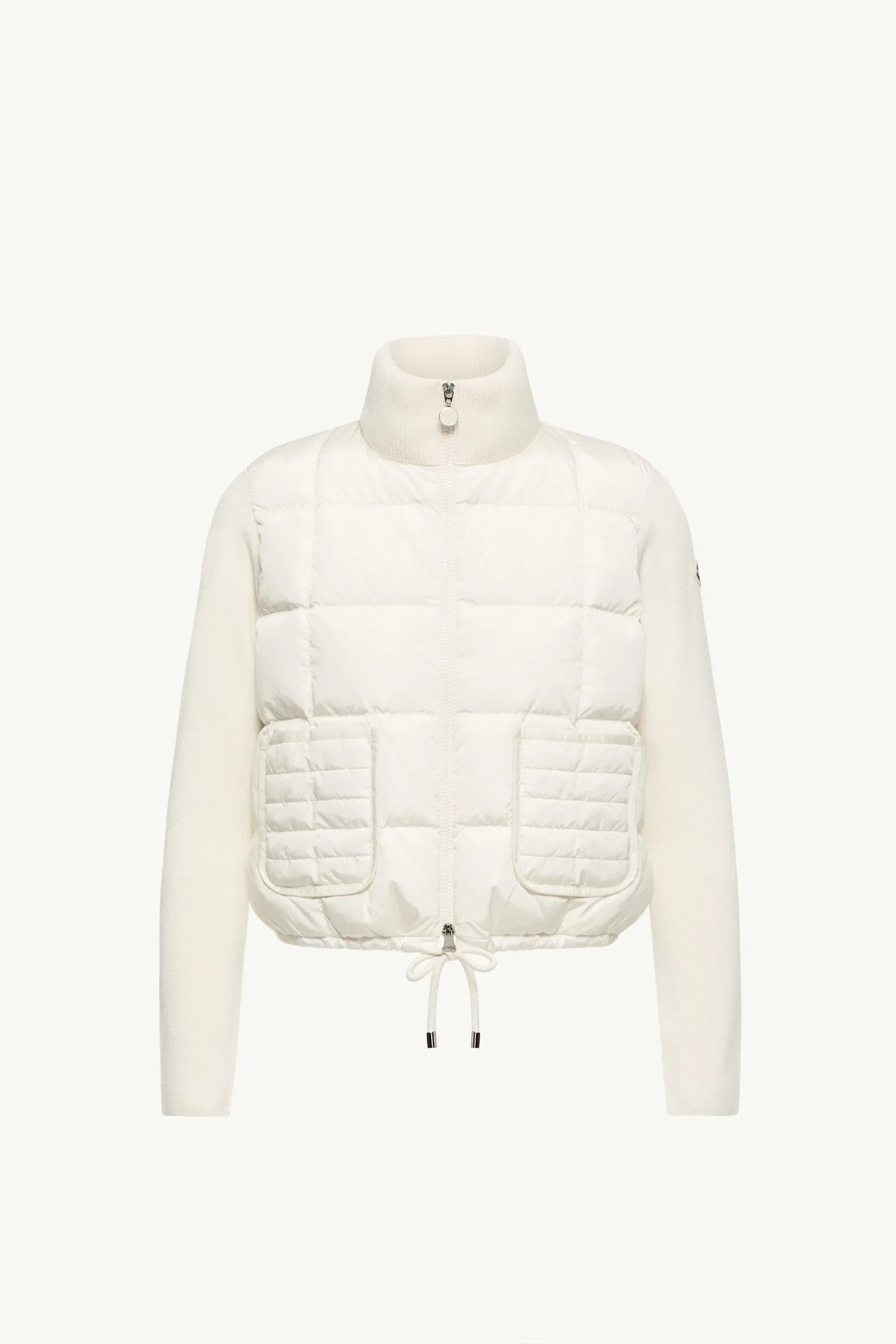 Moncler Square-Quilted Padded Wool Zip-Up Cardigan White White