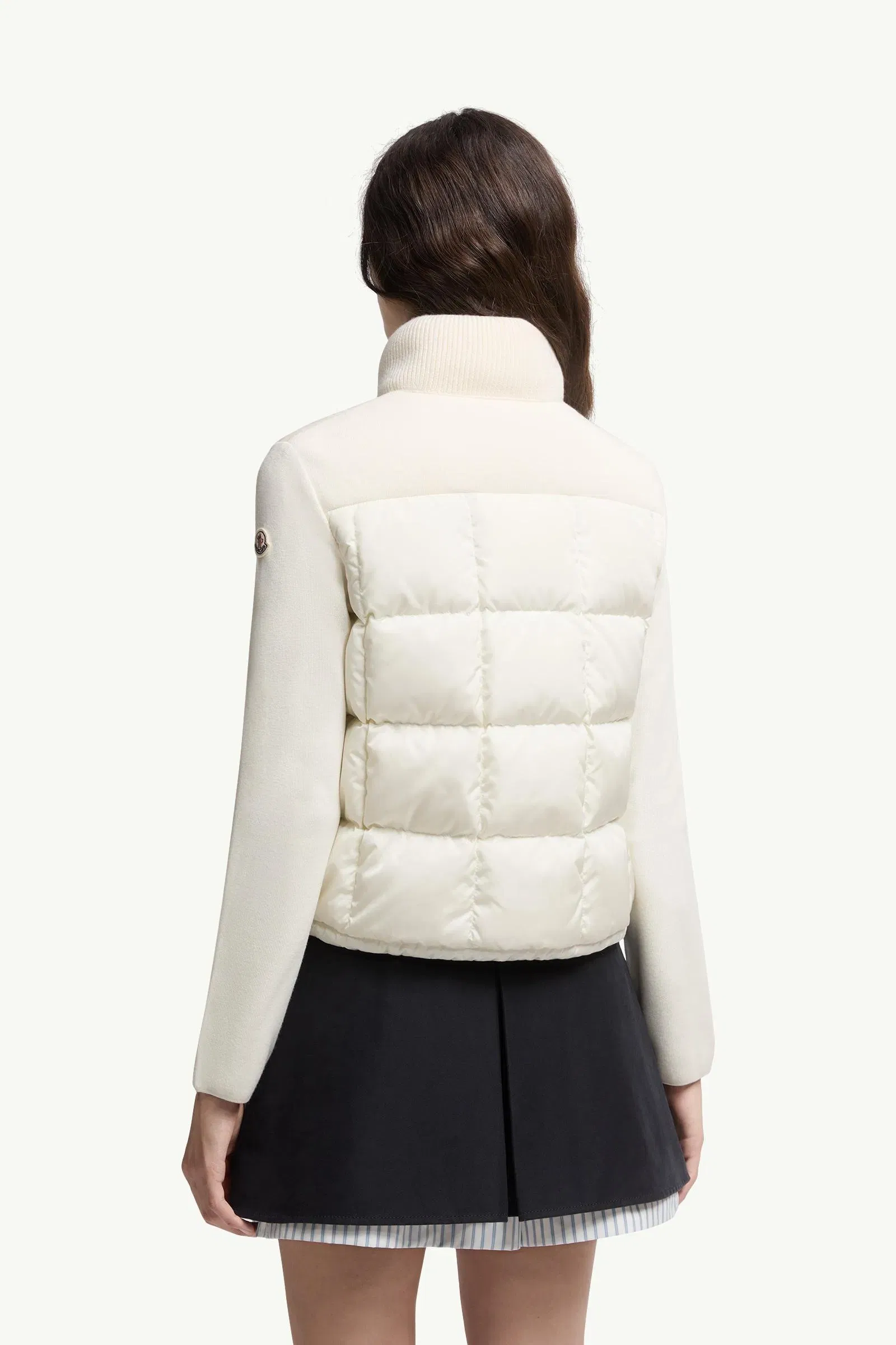 Moncler Square-Quilted Padded Wool Zip-Up Cardigan White White