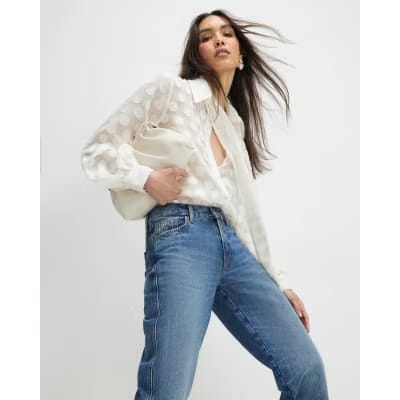 Cream Organza Polka Dot Blouse