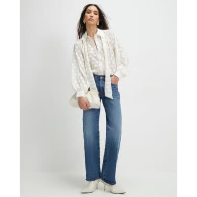 Cream Organza Polka Dot Blouse