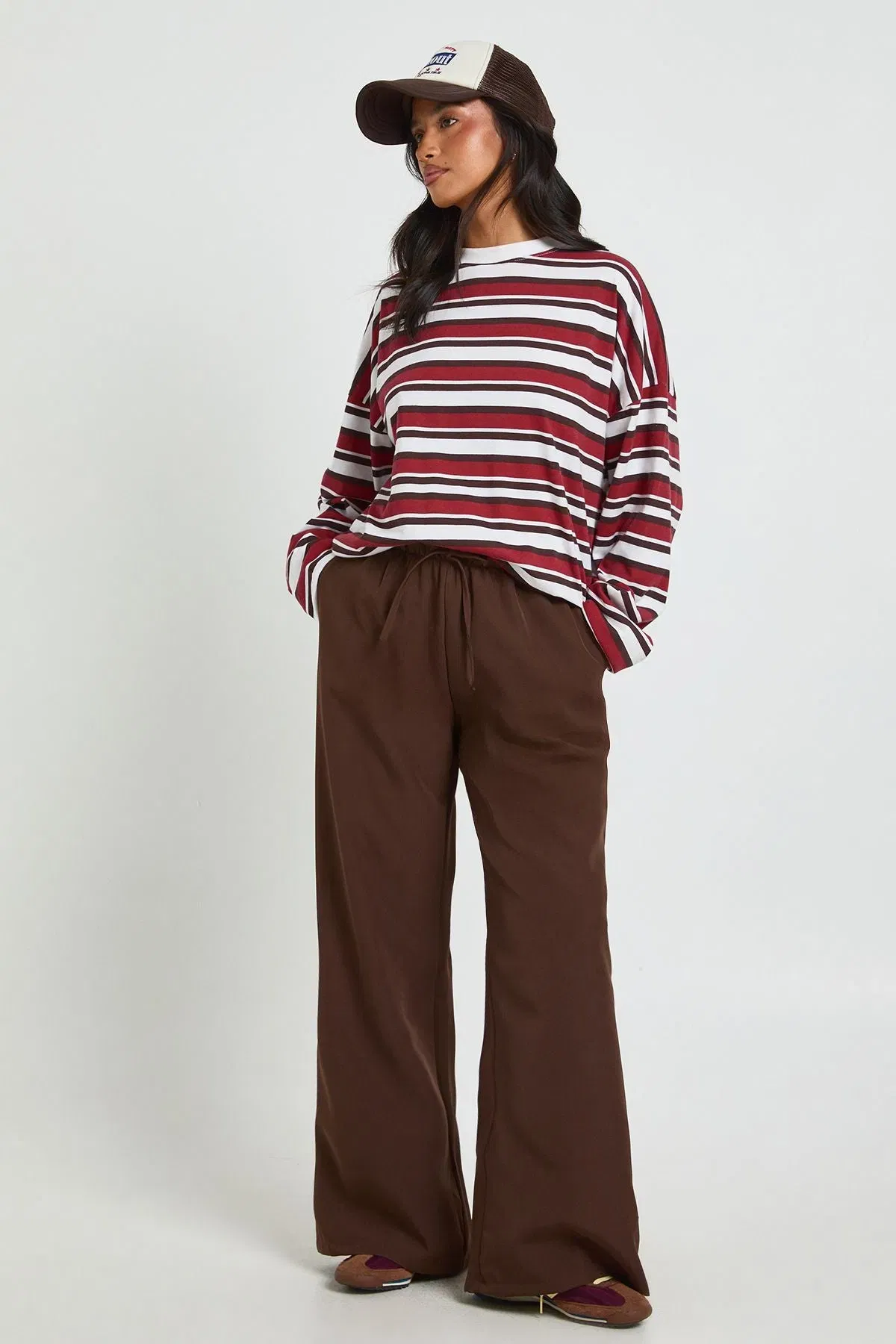 Petite Woven Elasticated Waist Straight Leg Trousers