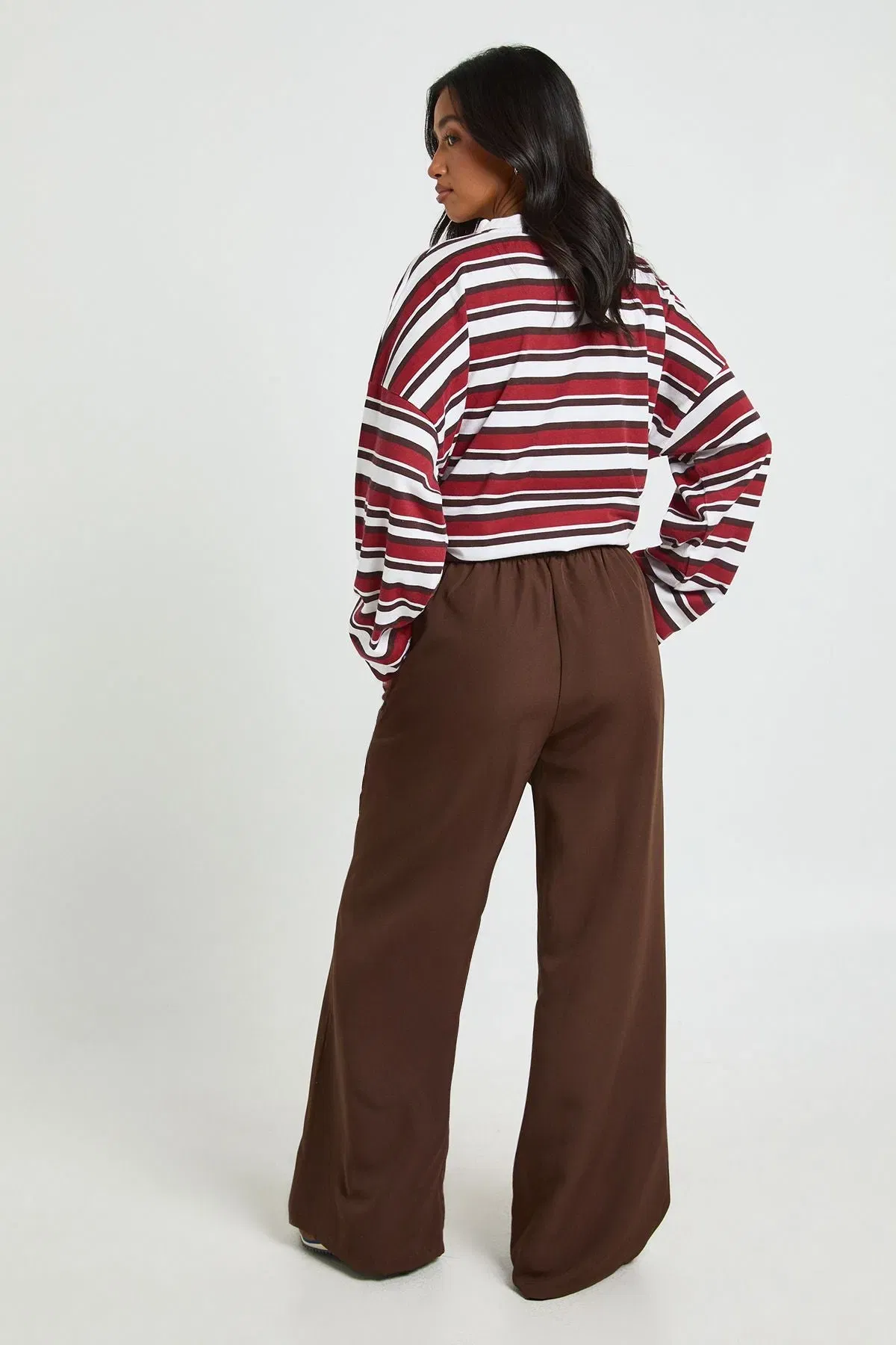 Petite Woven Elasticated Waist Straight Leg Trousers