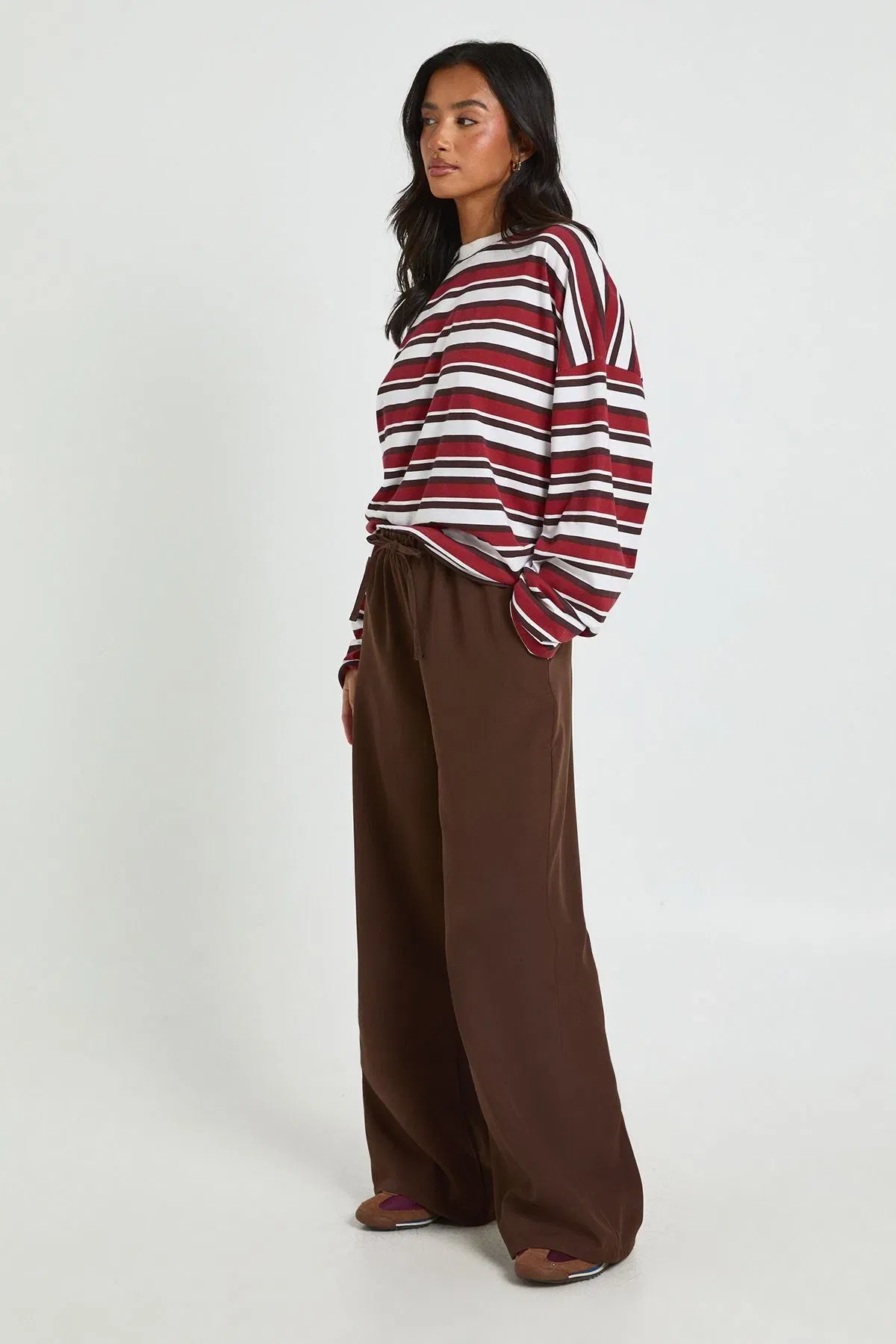 Petite Woven Elasticated Waist Straight Leg Trousers