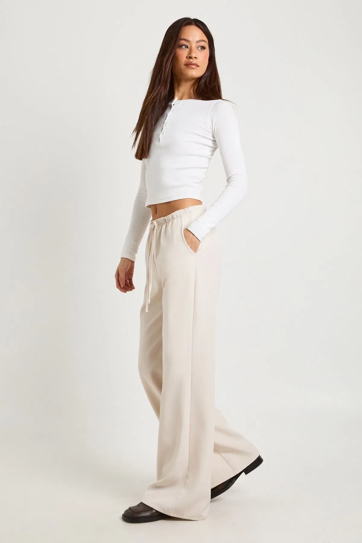 Tall Woven Elasticated Waist Straight Leg Trousers