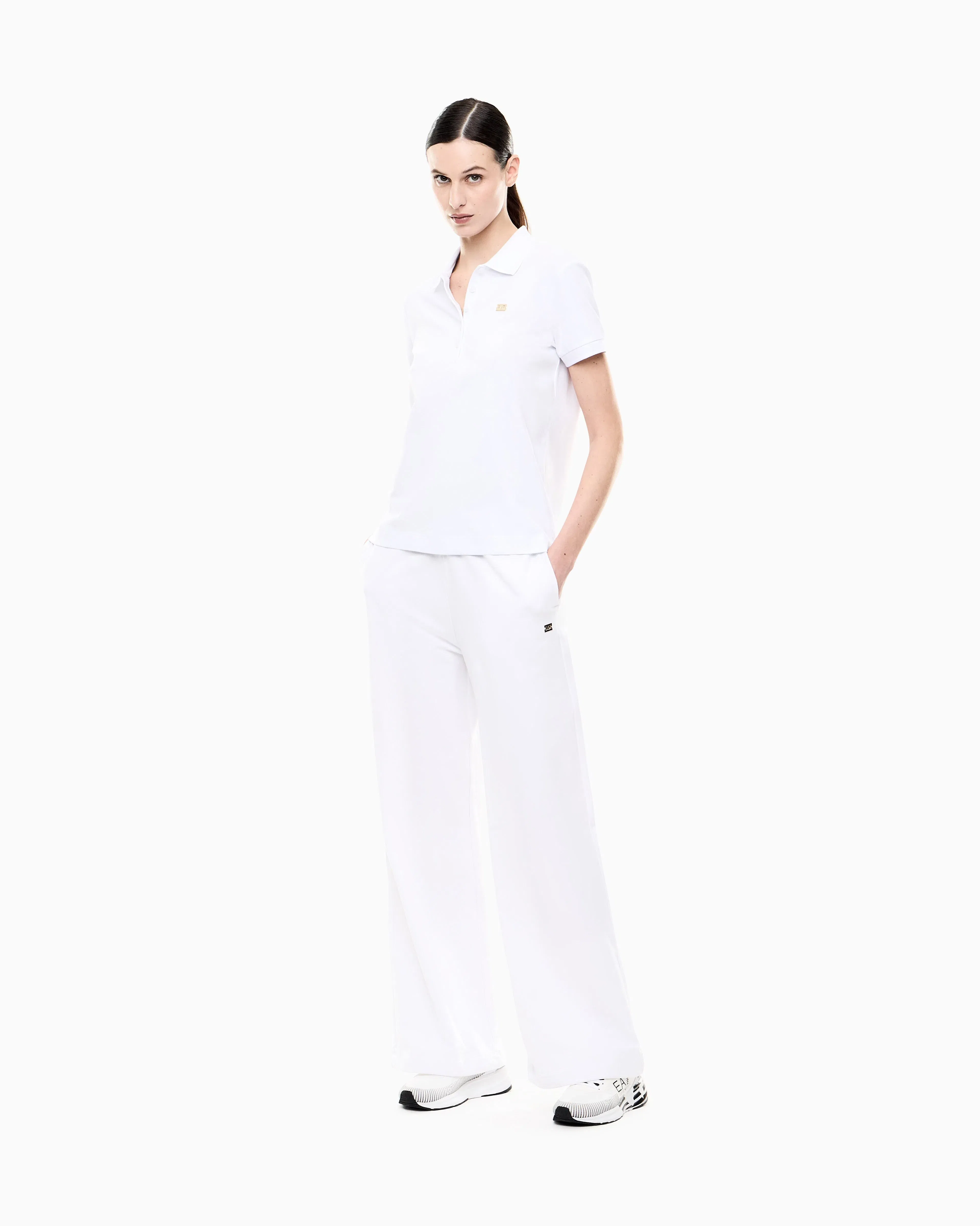 EA7 Jersey polo in stretch cotton with metal logo Core Lady