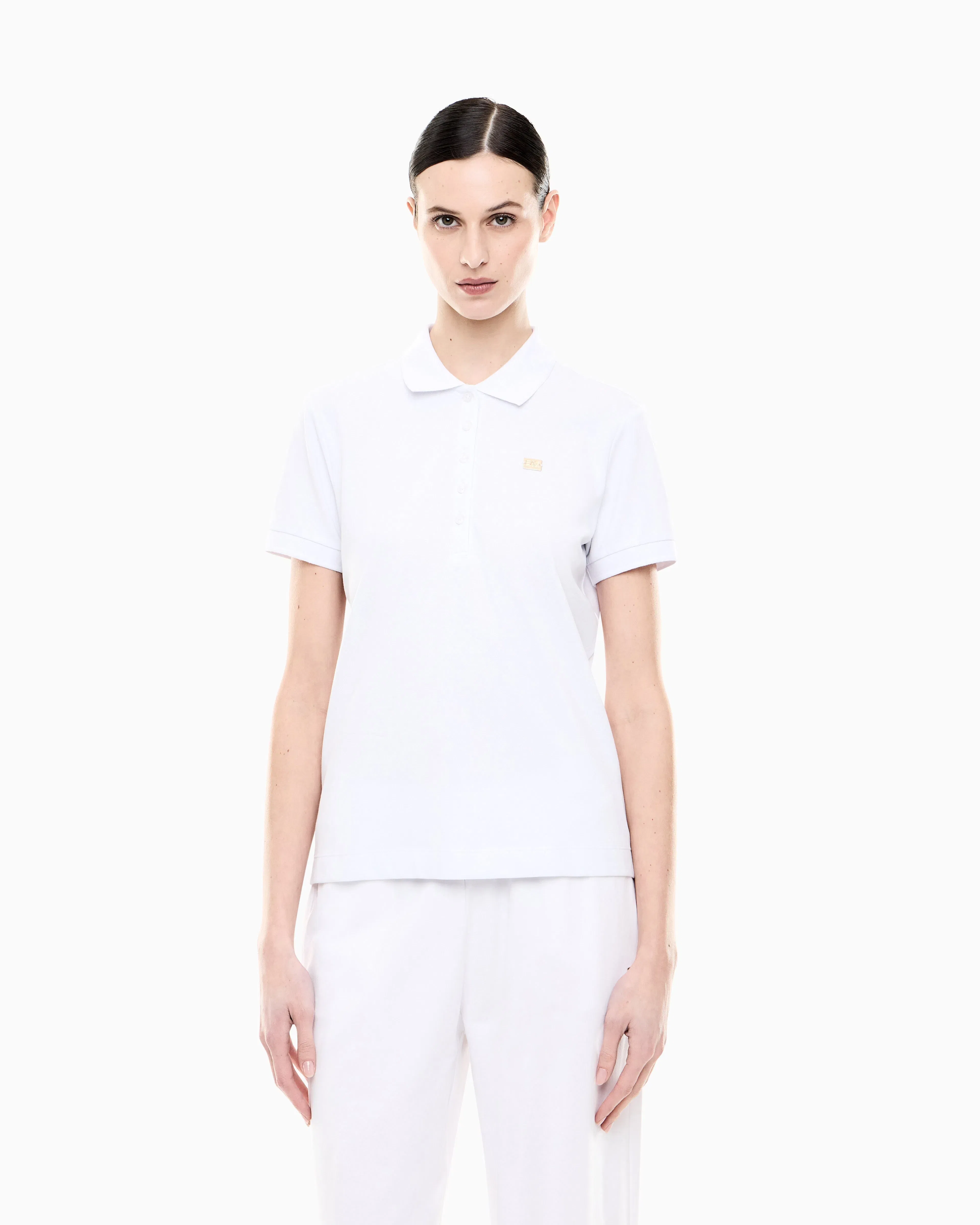 EA7 Jersey polo in stretch cotton with metal logo Core Lady
