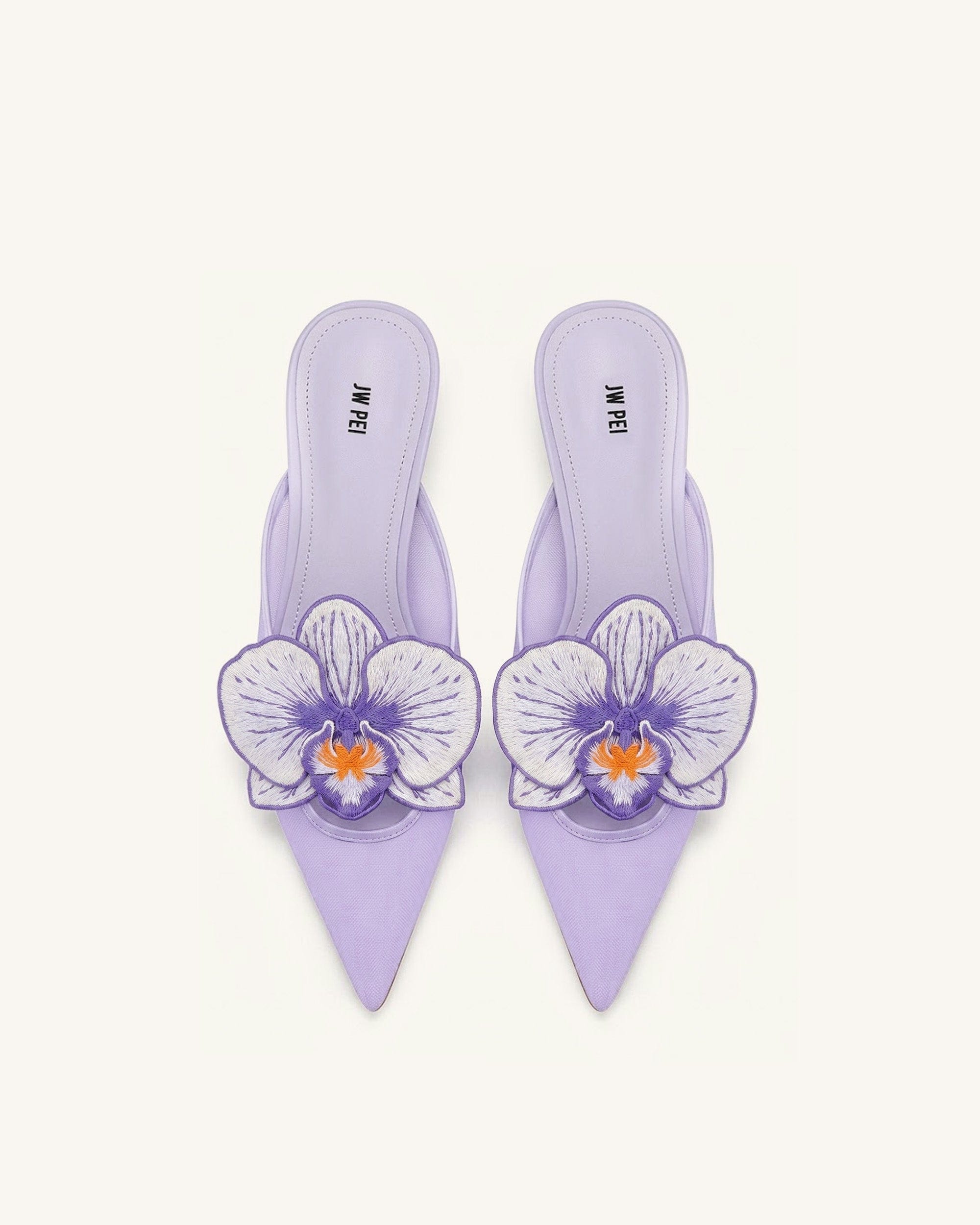 Helena Embroidery Decoration Pierced Mules - Purple