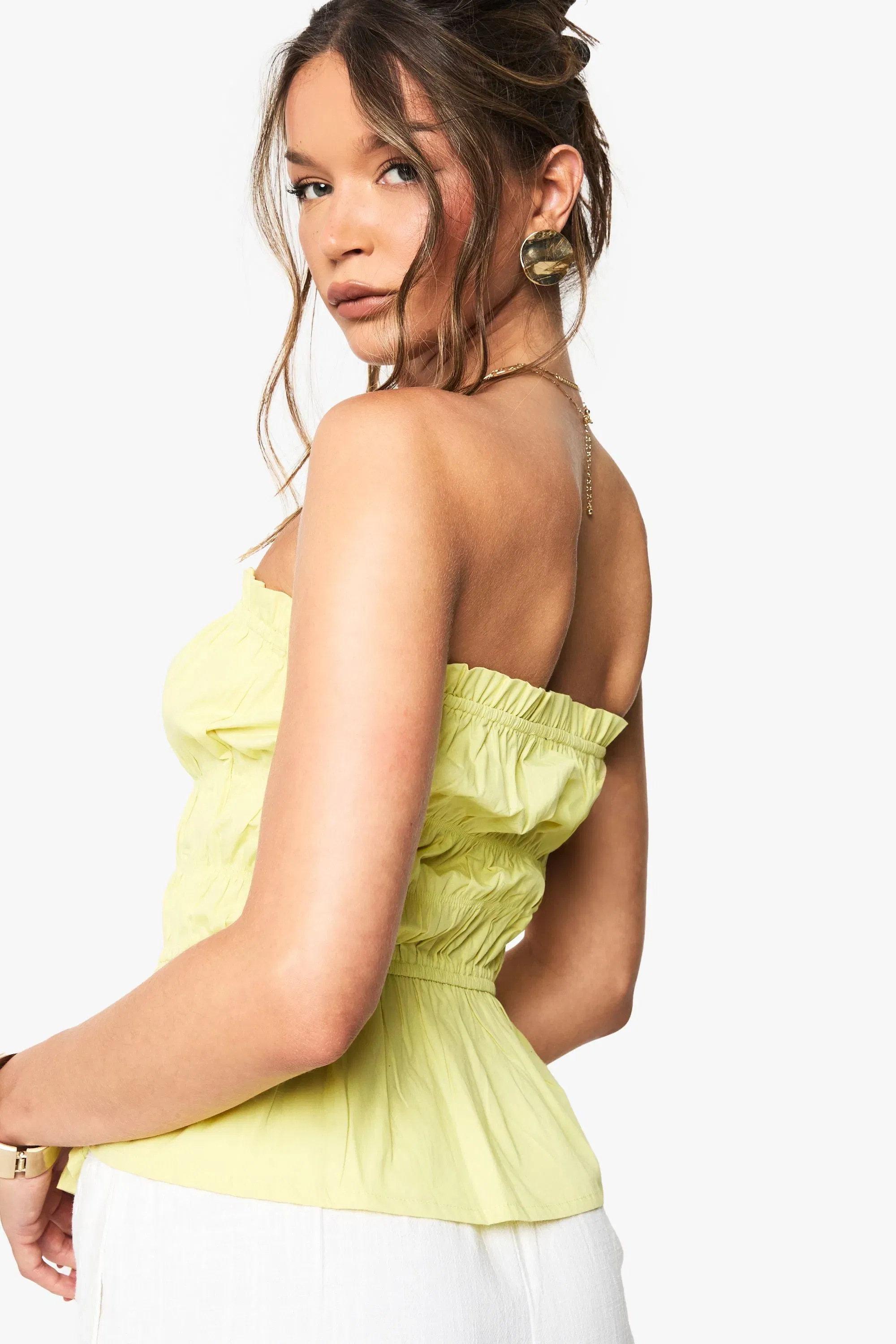 Cotton Poplin Shirred Bandeau