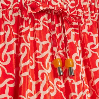 Orange Monogram Print Beach Trousers
