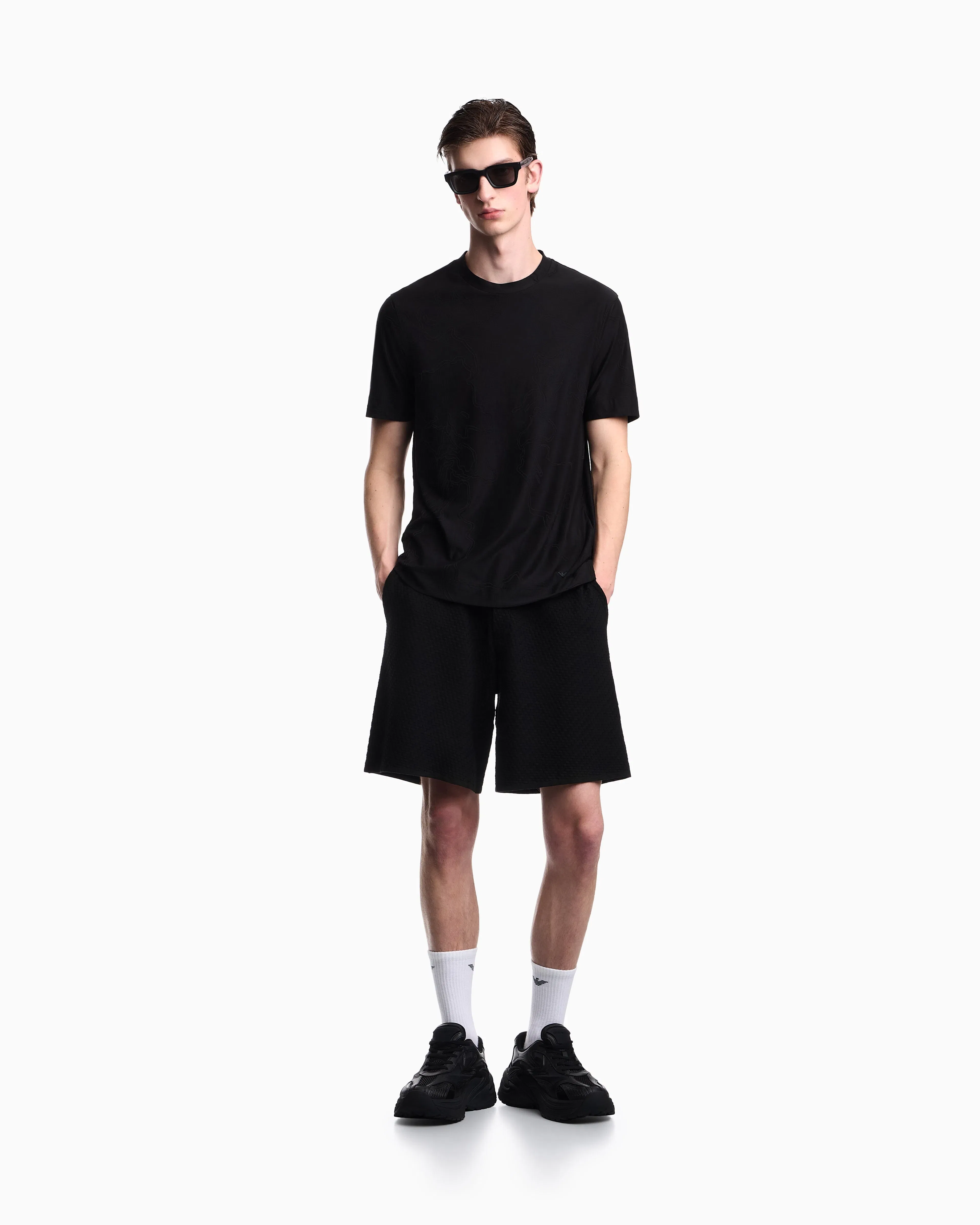 Emporio Armani Jersey jacquard T-shirt with all-over motif