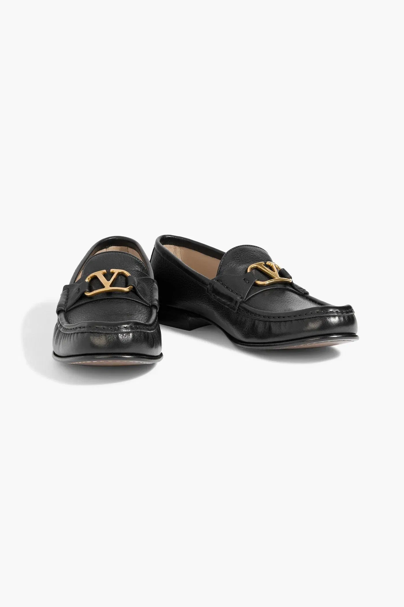 Valentino Garavani Vlogo Signature Leather Loafers Black Women's