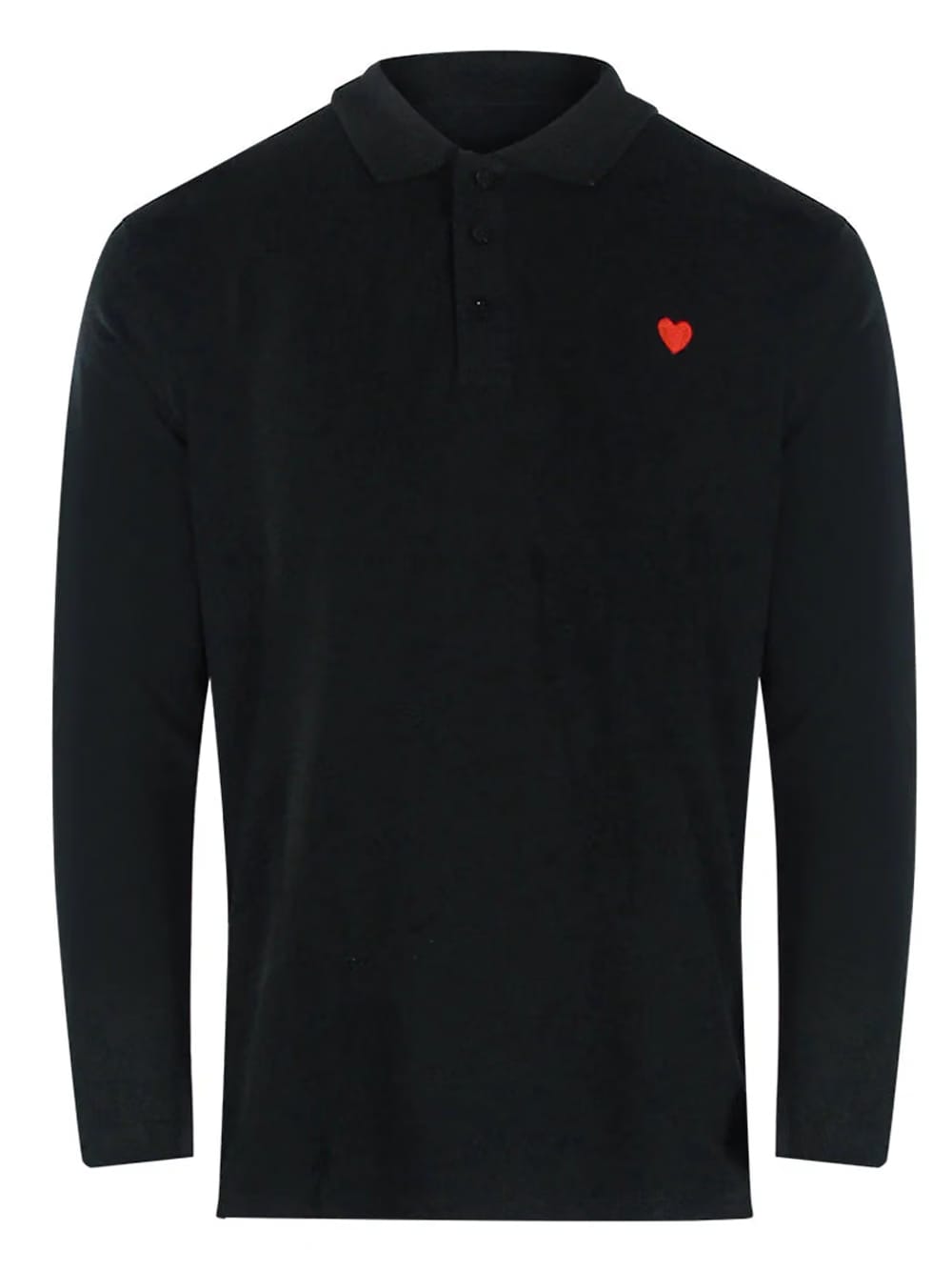 Love Moschino Long Sleeve Heart Black Polo Shirt