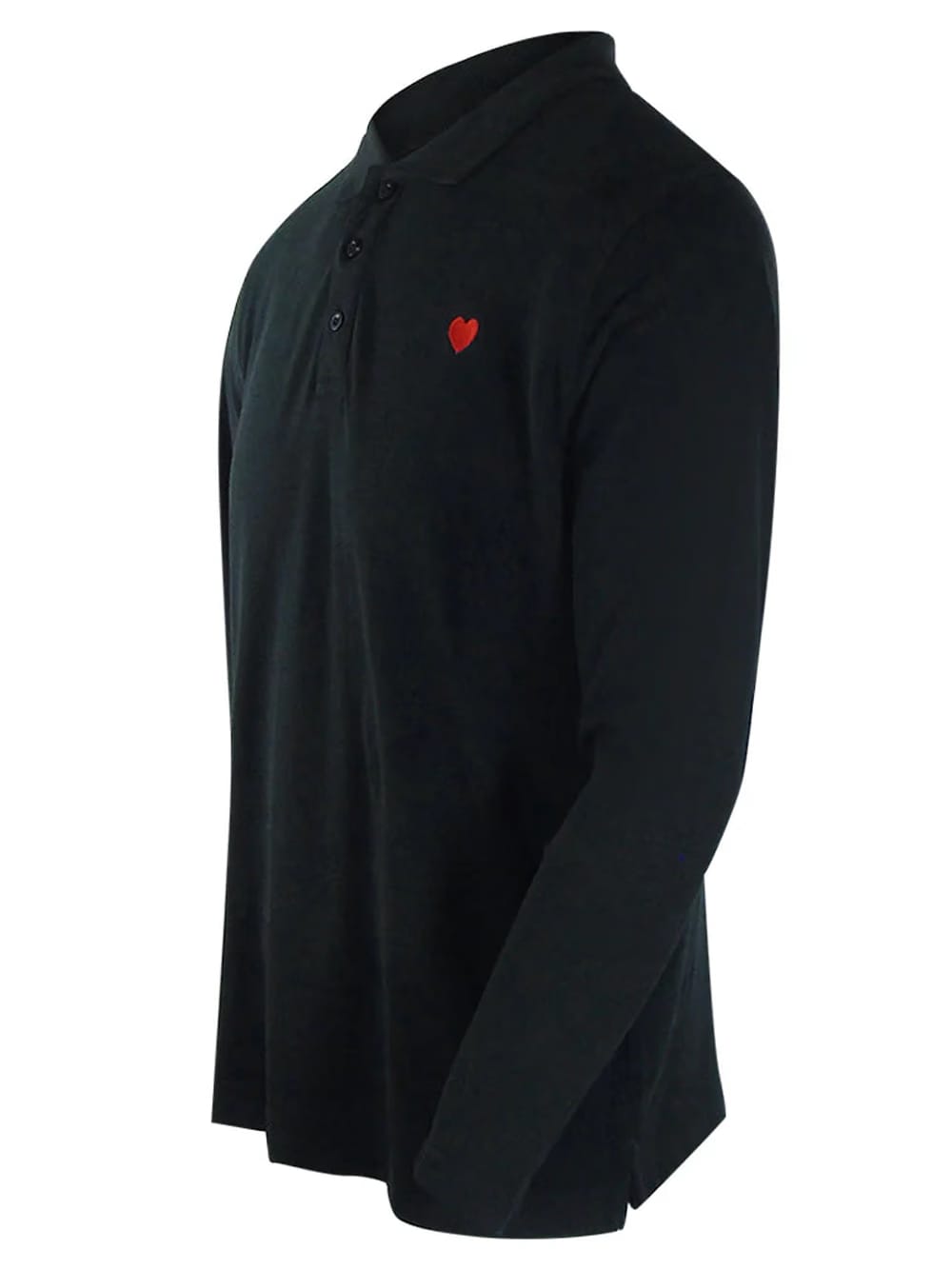 Love Moschino Long Sleeve Heart Black Polo Shirt