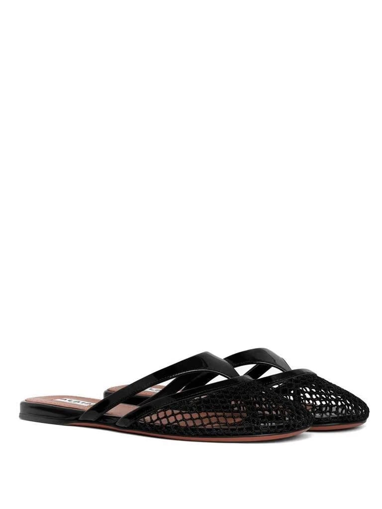 Women’s FISHNET AND LEATHER INFRADITO FLAT MULES