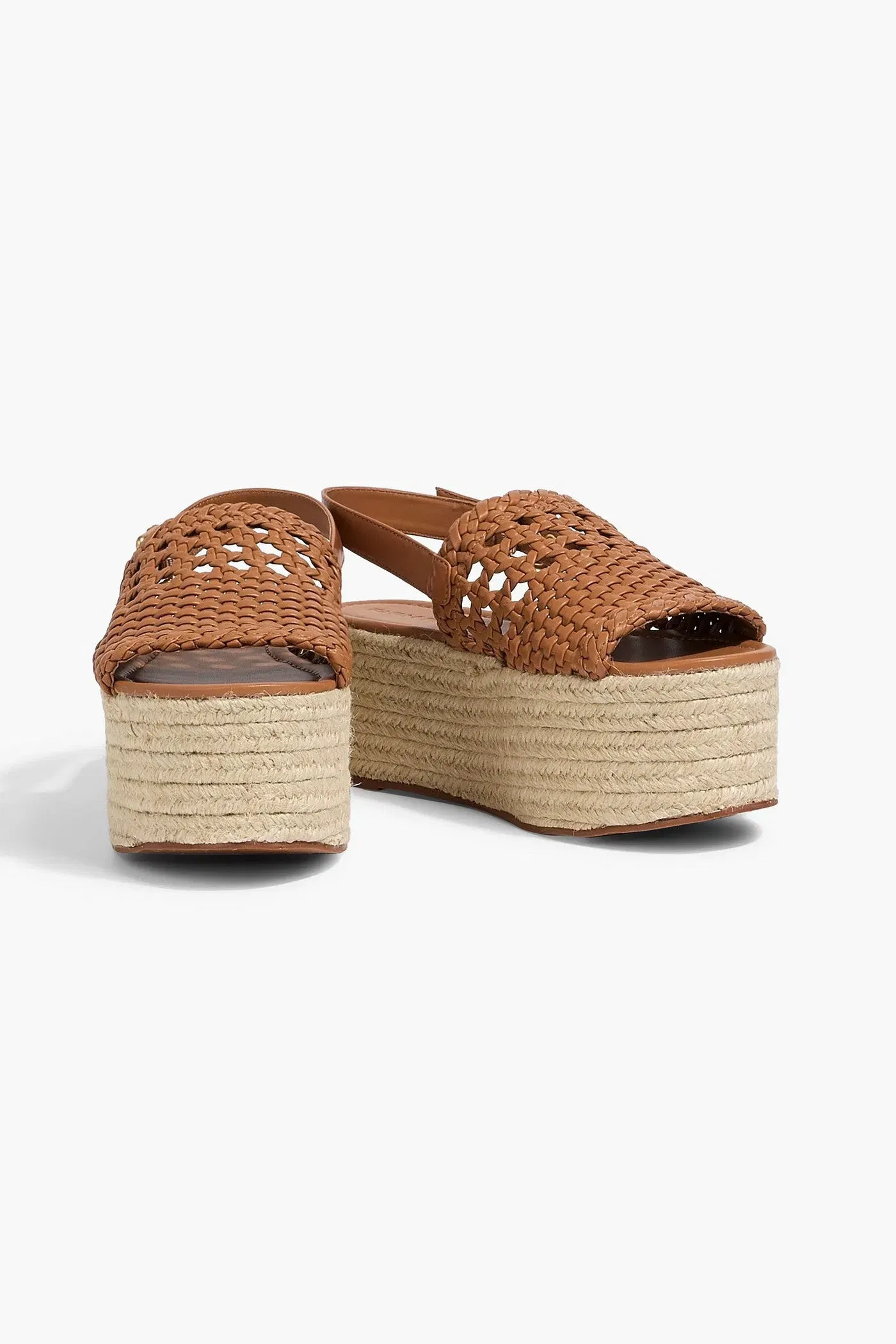 Farm Rio Woven Leather Platform Espadrille Sandals Tan Women's