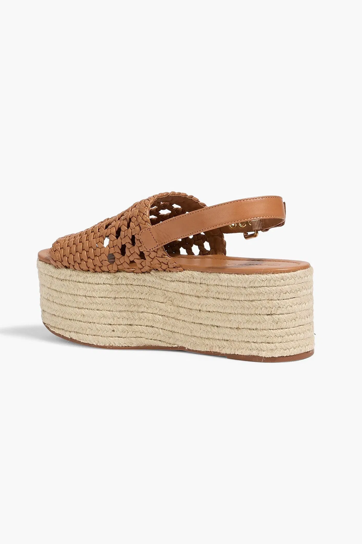 Farm Rio Woven Leather Platform Espadrille Sandals Tan Women's