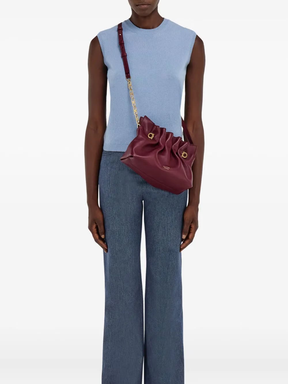 small double-Gancini gathered shoulder bag