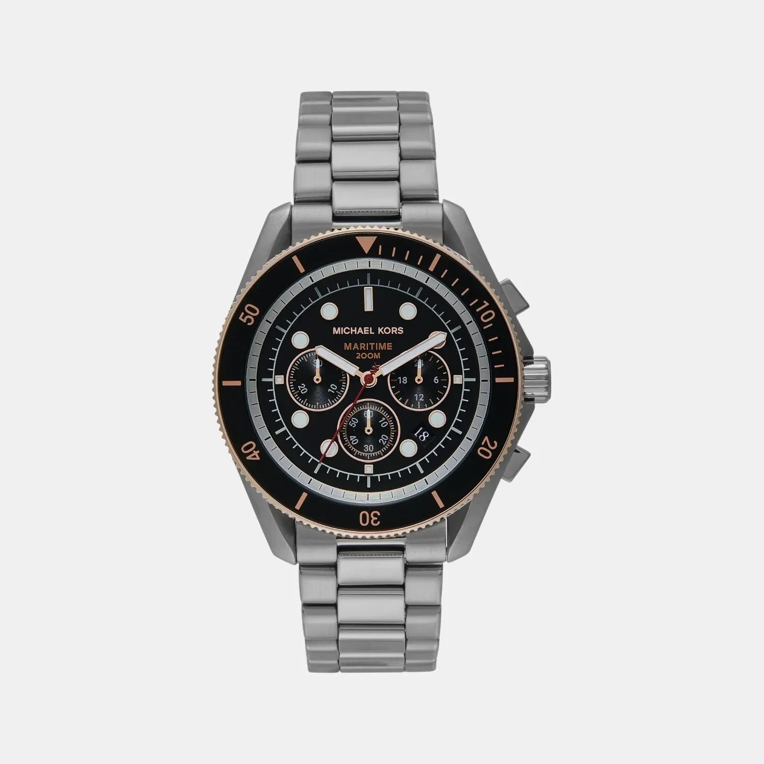 Michael Kors Maritime Men Quartz Black Dial Chronograph Stainless Steel Watch Mk9204